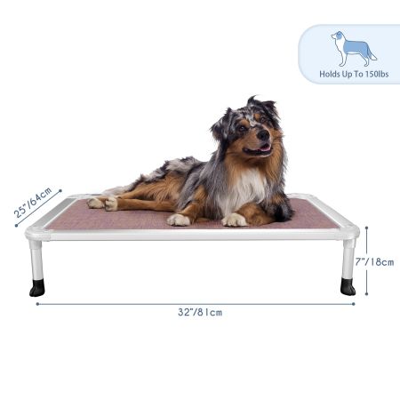 Veehoo Chewproof Dog Elevated Bed-Silver Aluminum Frame Purple Elevated Cooling Beds image2