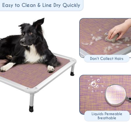 Veehoo Chewproof Dog Elevated Bed-Silver Aluminum Frame Purple Elevated Cooling Beds image4