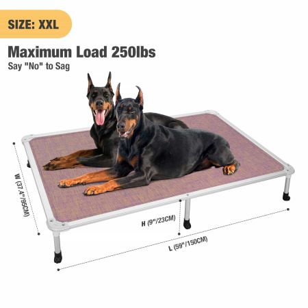 Veehoo Chewproof Dog Elevated Bed-Silver Aluminum Frame Purple Elevated Cooling Beds image2