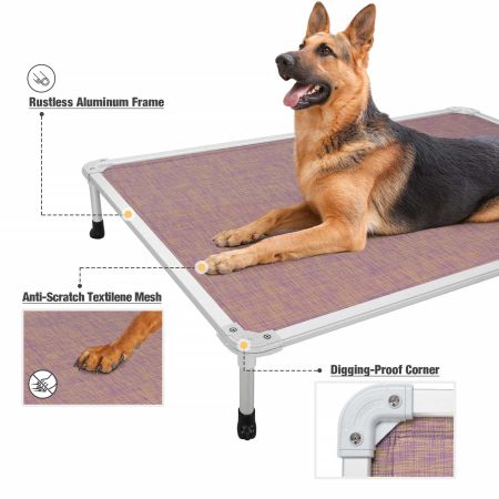Veehoo Chewproof Dog Elevated Bed-Silver Aluminum Frame Purple Elevated Cooling Beds image5