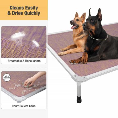 Veehoo Chewproof Dog Elevated Bed-Silver Aluminum Frame Purple Elevated Cooling Beds image6