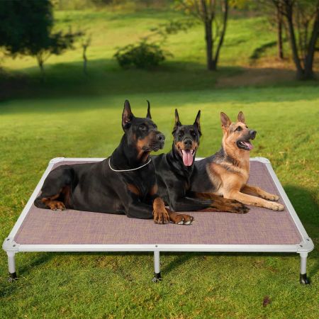 Veehoo Chewproof Dog Elevated Bed-Silver Aluminum Frame Purple Elevated Cooling Beds image8