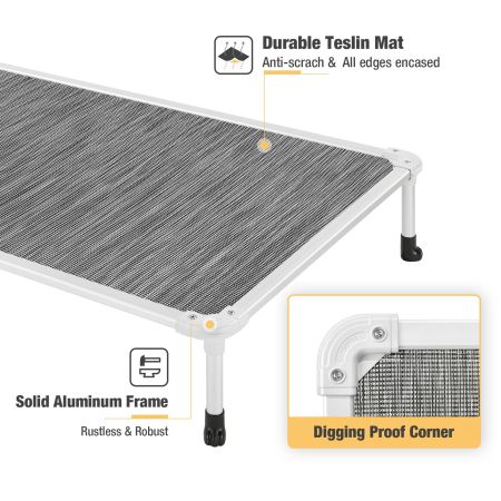 Veehoo Chewproof Dog Elevated Bed-Silver Aluminum Frame Silver Sales image4