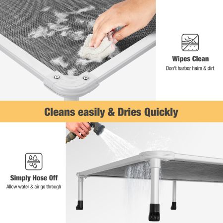 Veehoo Chewproof Dog Elevated Bed-Silver Aluminum Frame Silver Sales image5