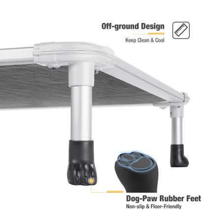 Veehoo Chewproof Dog Elevated Bed-Silver Aluminum Frame Silver Sales image6