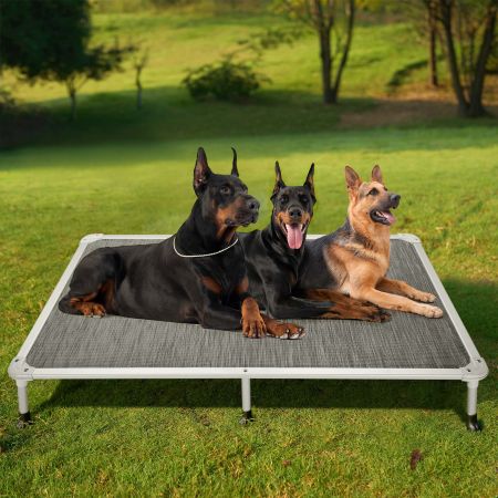 Veehoo Chewproof Dog Elevated Bed-Silver Aluminum Frame Silver Sales image11