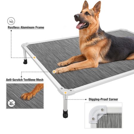 Veehoo Chewproof Dog Elevated Bed-Silver Aluminum Frame Silver Sales image8