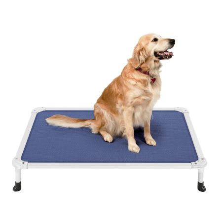 Veehoo Chewproof Dog Elevated Bed-Silver Aluminum Frame Blue Sales image1