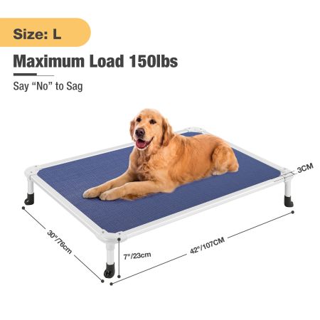 Veehoo Chewproof Dog Elevated Bed-Silver Aluminum Frame Blue Sales image2
