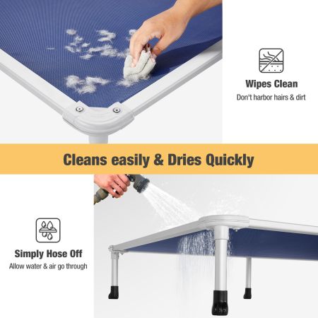 Veehoo Chewproof Dog Elevated Bed-Silver Aluminum Frame Blue Sales image3