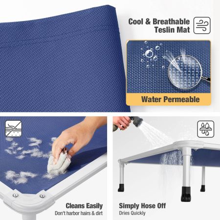 Veehoo Chewproof Dog Elevated Bed-Silver Aluminum Frame Blue Sales image7