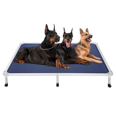 Veehoo Chewproof Dog Elevated Bed-Silver Aluminum Frame Blue Elevated Cooling Beds image1 Veehoo Chewproof Dog Elevated Bed-Silver Aluminum Frame Blue Elevated Cooling Beds image1