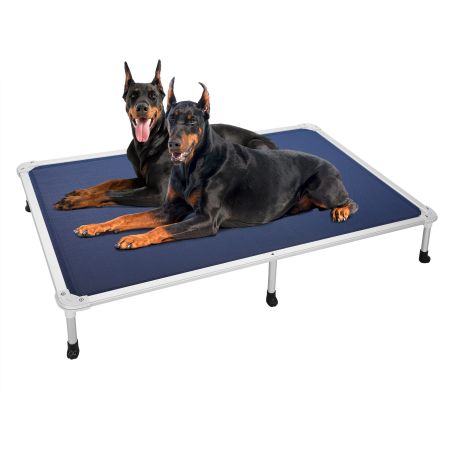 Veehoo Chewproof Dog Elevated Bed-Silver Aluminum Frame Blue Elevated Cooling Beds image2 Veehoo Chewproof Dog Elevated Bed-Silver Aluminum Frame Blue Elevated Cooling Beds image2