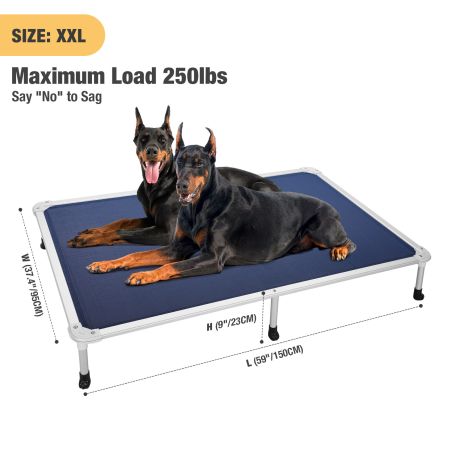 Veehoo Chewproof Dog Elevated Bed-Silver Aluminum Frame Blue Elevated Cooling Beds image6 Veehoo Chewproof Dog Elevated Bed-Silver Aluminum Frame Blue Elevated Cooling Beds image6
