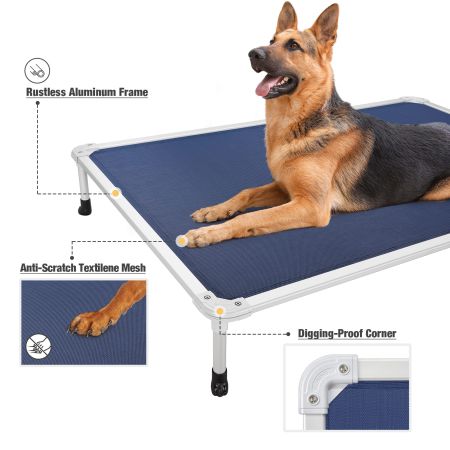 Veehoo Chewproof Dog Elevated Bed-Silver Aluminum Frame Blue Elevated Cooling Beds image7 Veehoo Chewproof Dog Elevated Bed-Silver Aluminum Frame Blue Elevated Cooling Beds image7