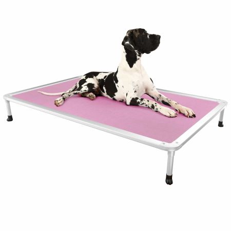 Veehoo Chewproof Dog Elevated Bed-Silver Aluminum Frame Pink Elevated Cooling Beds image1 Veehoo Chewproof Dog Elevated Bed-Silver Aluminum Frame Pink Elevated Cooling Beds image1