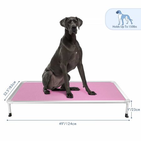 Veehoo Chewproof Dog Elevated Bed-Silver Aluminum Frame Pink Elevated Cooling Beds image2 Veehoo Chewproof Dog Elevated Bed-Silver Aluminum Frame Pink Elevated Cooling Beds image2