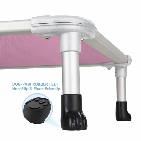 Veehoo Chewproof Dog Elevated Bed-Silver Aluminum Frame Pink Elevated Cooling Beds image4 Veehoo Chewproof Dog Elevated Bed-Silver Aluminum Frame Pink Elevated Cooling Beds image4