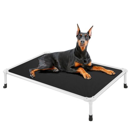 Veehoo Chewproof Dog Elevated Bed-Silver Aluminum Frame Black Sales image1