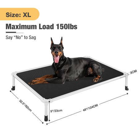 Veehoo Chewproof Dog Elevated Bed-Silver Aluminum Frame Black Sales image2