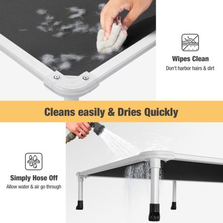 Veehoo Chewproof Dog Elevated Bed-Silver Aluminum Frame Black Sales image3