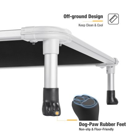 Veehoo Chewproof Dog Elevated Bed-Silver Aluminum Frame Black Sales image4