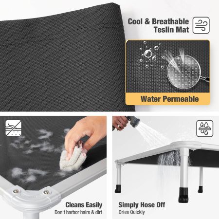 Veehoo Chewproof Dog Elevated Bed-Silver Aluminum Frame Black Sales image7