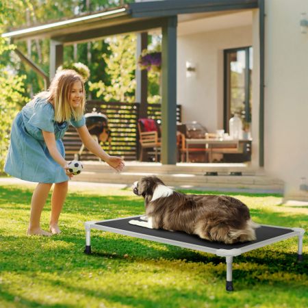 Veehoo Chewproof Dog Elevated Bed-Silver Aluminum Frame Black Sales image8