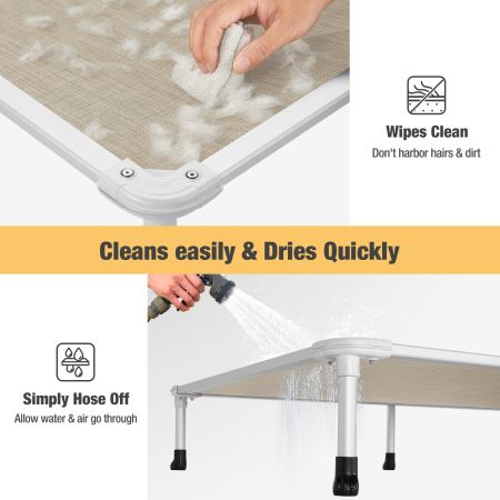 Veehoo Chewproof Dog Elevated Bed-Silver Aluminum Frame Beige Sales image7