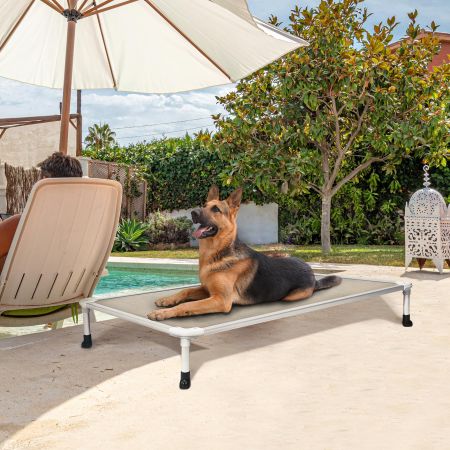Veehoo Chewproof Dog Elevated Bed-Silver Aluminum Frame Beige Sales image9