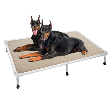 Veehoo Chewproof Dog Elevated Bed-Silver Aluminum Frame Beige Sales image1