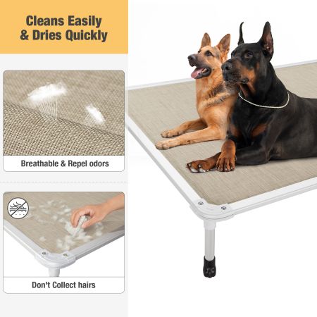 Veehoo Chewproof Dog Elevated Bed-Silver Aluminum Frame Beige Sales image10