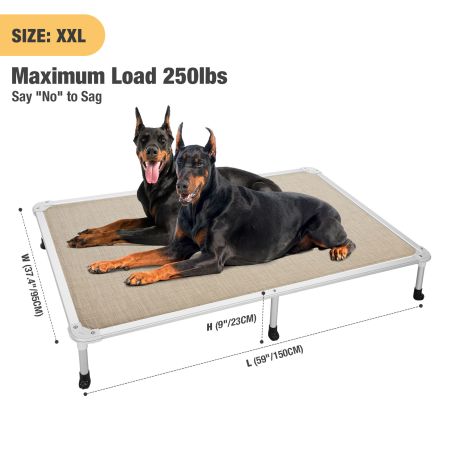 Veehoo Chewproof Dog Elevated Bed-Silver Aluminum Frame Beige Sales image4