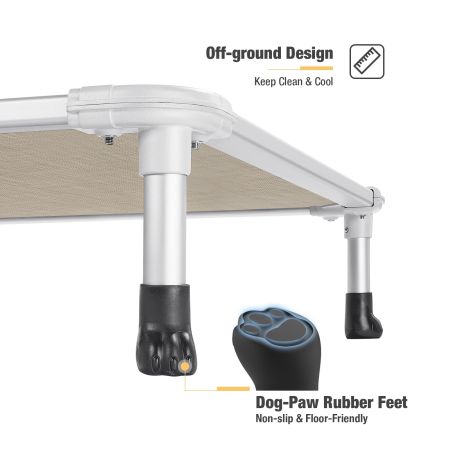 Veehoo Chewproof Dog Elevated Bed-Silver Aluminum Frame Beige Sales image7