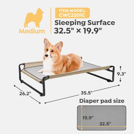 Veehoo Elevated Dog Bed With Washable Dog Pee Pads Black Elevated Beds image2 Veehoo Elevated Dog Bed With Washable Dog Pee Pads Black Elevated Beds image2