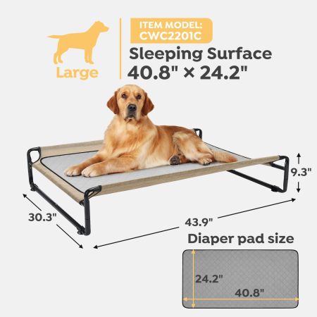 Veehoo Elevated Dog Bed With Washable Dog Pee Pads Black Elevated Beds image3 Veehoo Elevated Dog Bed With Washable Dog Pee Pads Black Elevated Beds image3