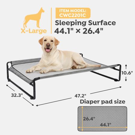 Veehoo Elevated Dog Bed With Washable Dog Pee Pads Silver Elevated Beds image2 Veehoo Elevated Dog Bed With Washable Dog Pee Pads Silver Elevated Beds image2