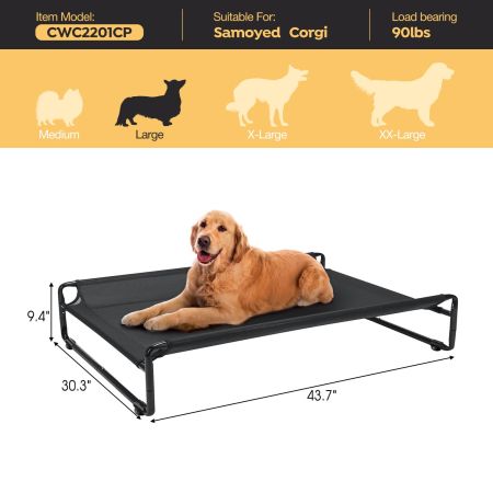 Veehoo Original Cooling Elevated Dog Bed Black Elevated Beds image2