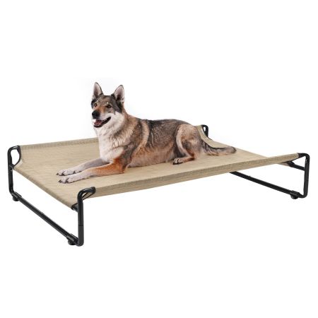 Veehoo Original Cooling Elevated Dog Bed Beige Elevated Beds image1