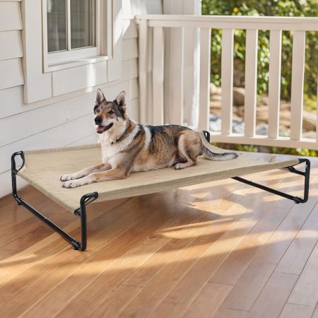 Veehoo Original Cooling Elevated Dog Bed Beige Elevated Beds image12