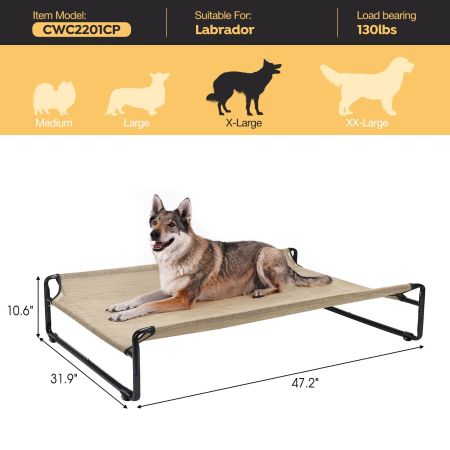 Veehoo Original Cooling Elevated Dog Bed Beige Elevated Beds image2