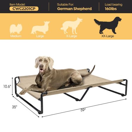 Veehoo Original Cooling Elevated Dog Bed Beige Elevated Beds image2