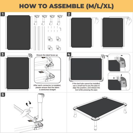 Veehoo Chewproof Dog Bed - Black Metal Frame Brown Elevated Beds image10