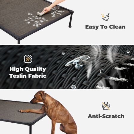 Veehoo Chewproof Dog Bed - Black Metal Frame Brown Elevated Beds image4