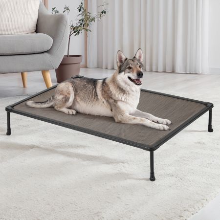 Veehoo Chewproof Dog Bed - Black Metal Frame Brown Elevated Beds image6