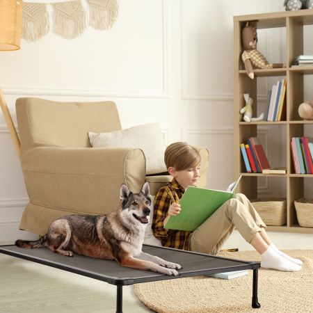 Veehoo Chewproof Dog Bed - Black Metal Frame Brown Elevated Beds image7