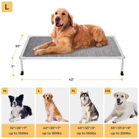 Veehoo Chewproof Elevated Dog Bed-Silver Metal Frame Brown Elevated Beds image3