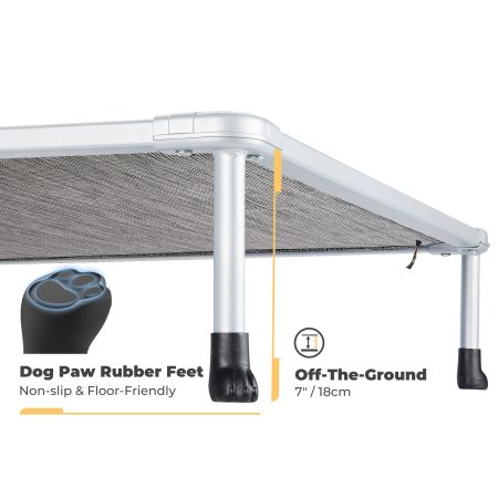 Veehoo Chewproof Elevated Dog Bed-Silver Metal Frame Brown Elevated Beds image8