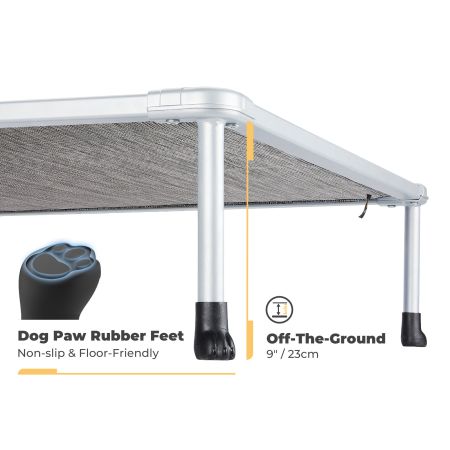 Veehoo Chewproof Elevated Dog Bed-Silver Metal Frame Brown Elevated Beds image9