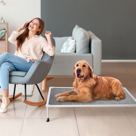 Veehoo Chewproof Elevated Dog Bed-Silver Metal Frame Silver Elevated Beds image8